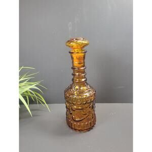 Vintage Jim Beam Amber Glass Liquor Bottle Decanter and Stopper 1973
